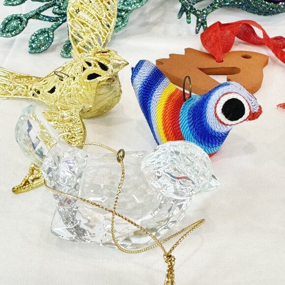 Variety Of 9 Vintage Colourful Glitter Birds Christmas Ornaments Please Read - Picture 4 of 8